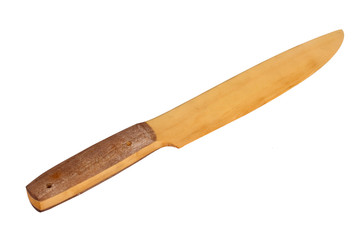 The Wooden Table Knife on the white background