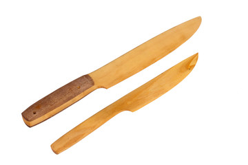 The Wooden Table Knife on the white background