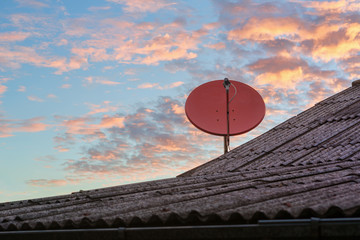 Red satellite dish