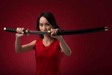 Woman with katana sword