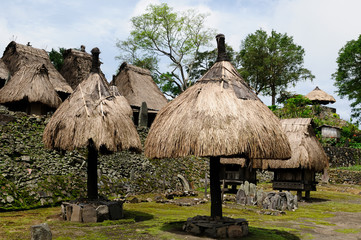 Fototapeta na wymiar Ethnic straw village