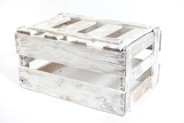 white vintage Wooden box isolated on a white background