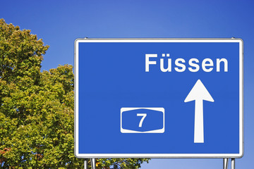 Schild A7 Richtung Füssen