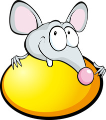 funny mouse with yellow egg isolated on white - vector