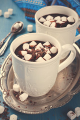 Chocolate almond milk with marshmallow