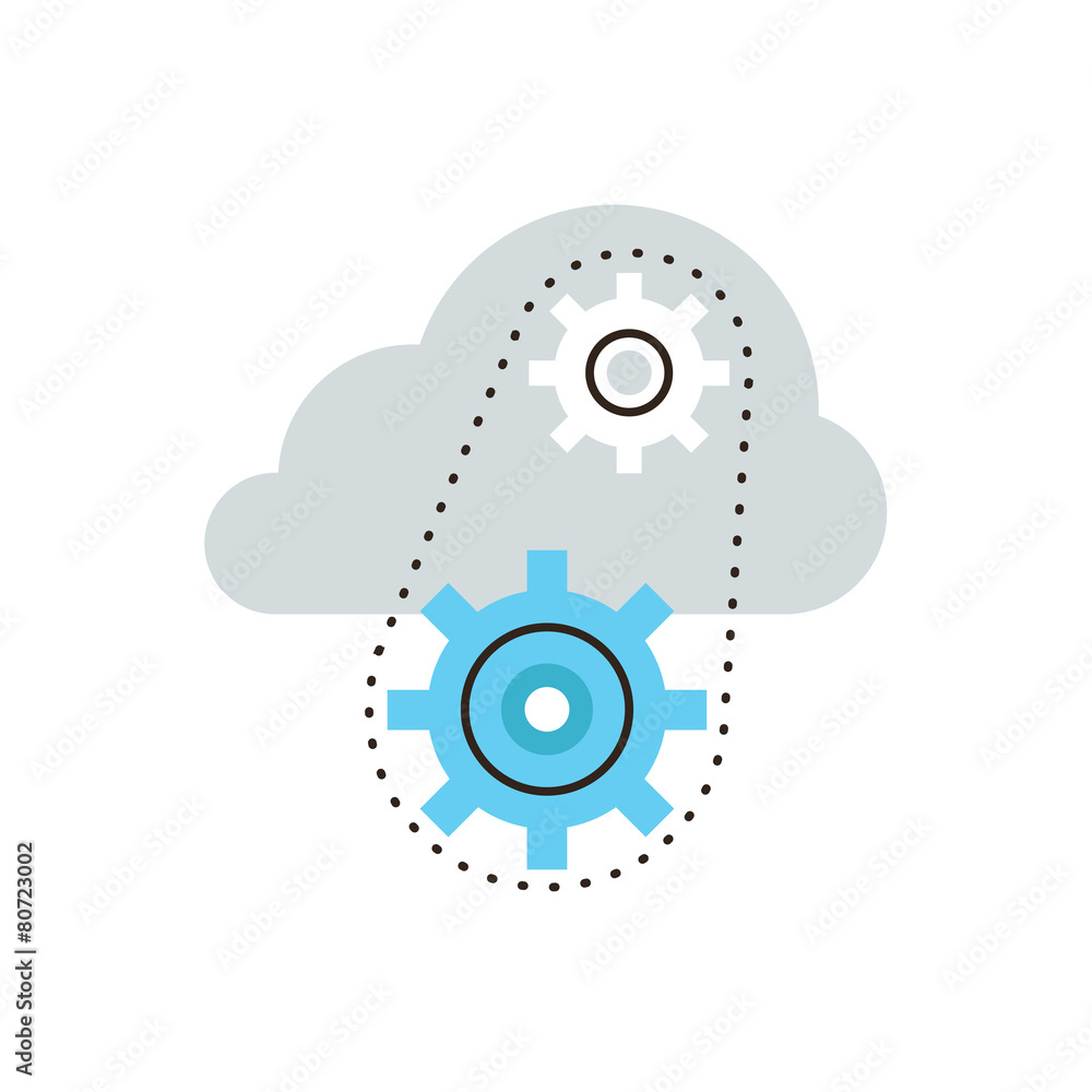 Aufkleber cloud computing flat line icon concept