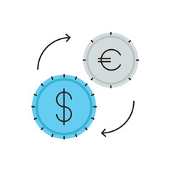 Currency exchange flat line icon concept