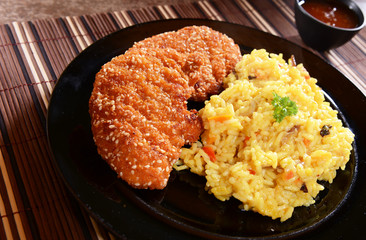 Chcicken loins with curry rice