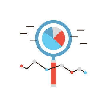 Market analysis flat line icon concept