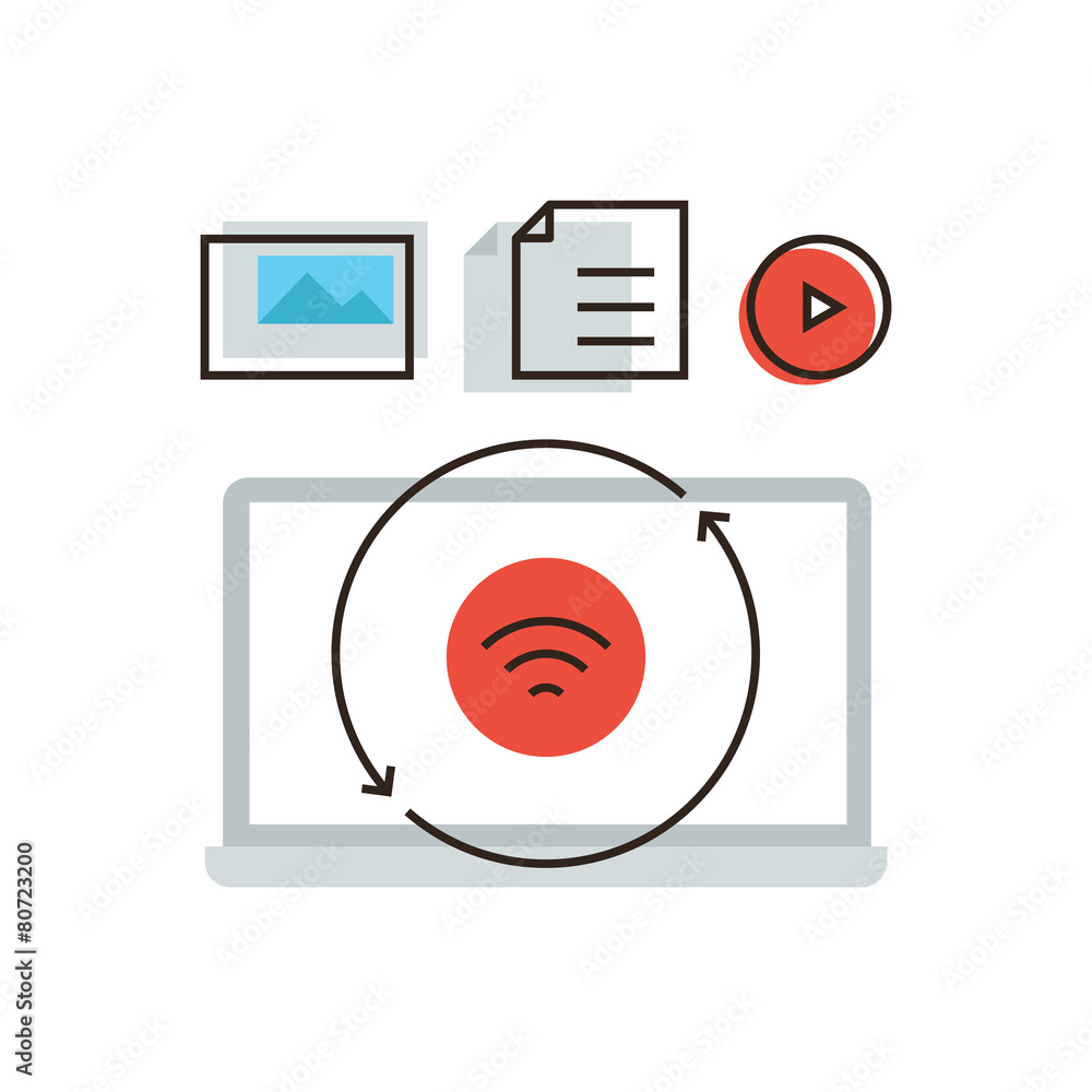 Aufkleber Data synchronization flat line icon concept