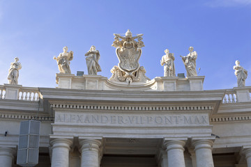 Detail of the colonnades of the St Peters Square, Vatican