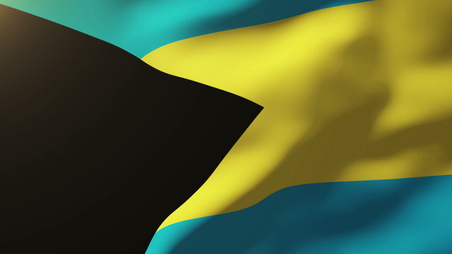 Bahamas flag waving in the wind. Looping sun rises style