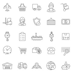 Logistic line icons set.Vector