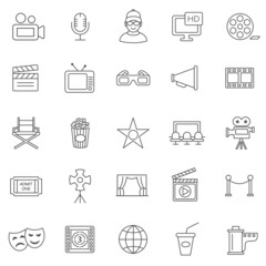 Movie line icons set.Vector