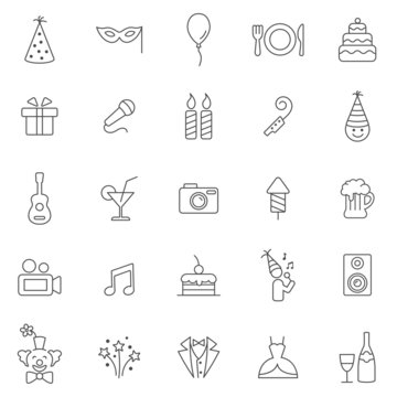 Party line icons set.Vector