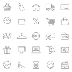 Shopping line icons set.Vector