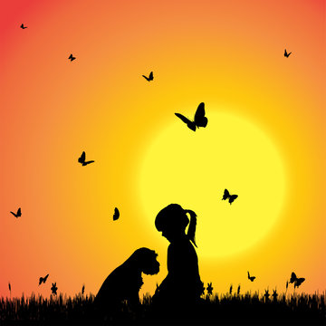 Vector silhouette of a girl.