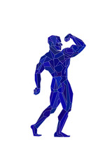vector image with bodybuilder, silhouette