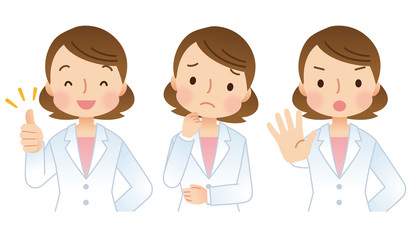 女性医師　医療　表情　セット
