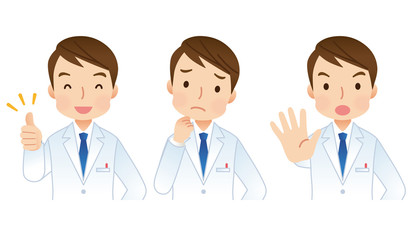 男性医師　医療　表情　セット