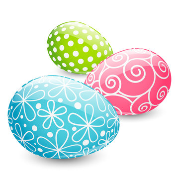 Color Easter eggs on white