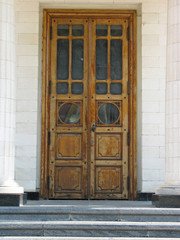 Ancient architecture entrance with old door