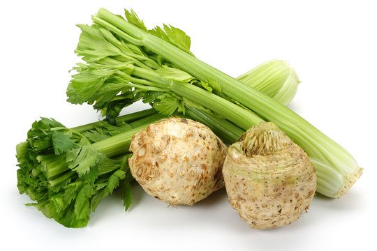 Celery root and leaves
