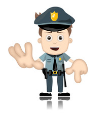 Ben Boy Friendly Angry Police Man Officer Cartoon Character