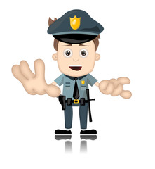 Ben Boy Friendly Angry Police Man Officer Cartoon Character