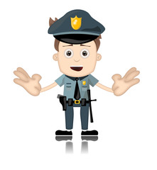 Ben Boy Friendly Angry Police Man Officer Cartoon Character