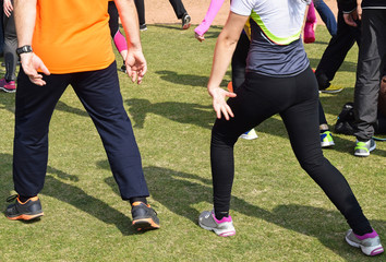 Fototapeta premium Warming up before the running race