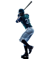 Fototapeta na wymiar man baseball player silhouette isolated