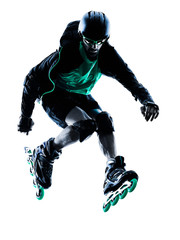 man Roller Skater inline  Roller Blading silhouette - obrazy, fototapety, plakaty