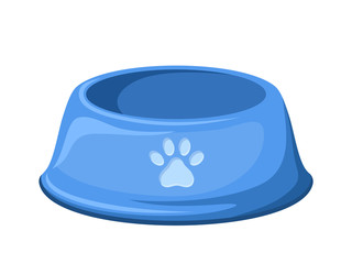 Blue dog bowl. Vector illustration.