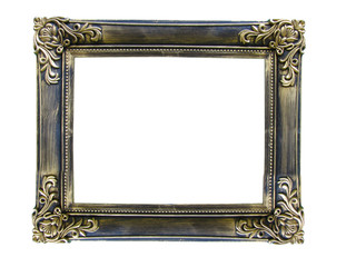 Vintage antique gold picture frame over white