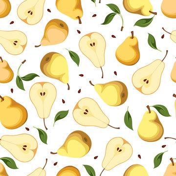 Seamless background with pears. Vector illustration.