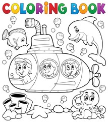 Coloring book submarine theme 1 - 80732689