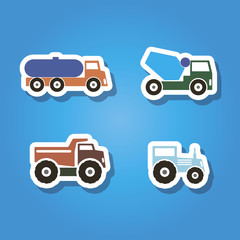 set of color icons with machines for your design