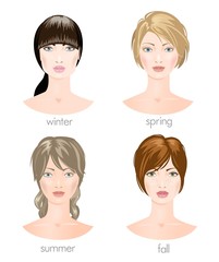 Seasonal female types. Vector