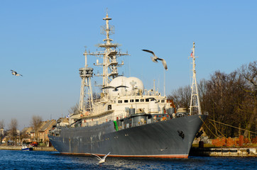 Russian warship in the port of Baltiysk