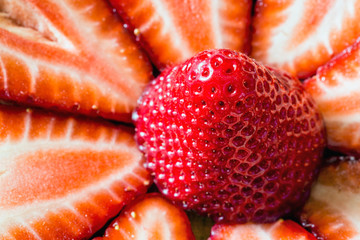 fresh strawberries cut in half