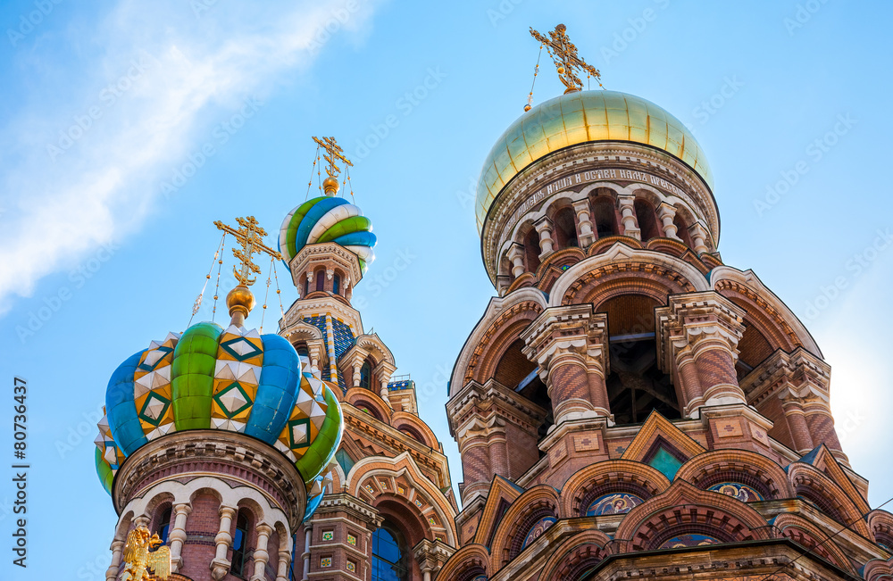 Wall mural Domes of Church of the Savior on Spilled Blood in St. Petersburg