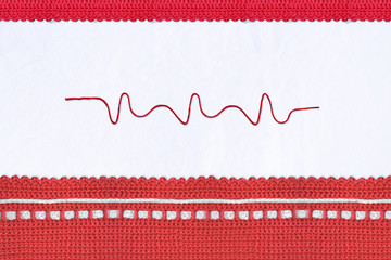 Häkel Hintergrund EKG rot weiß