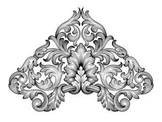 Vintage baroque corner frame scroll ornament vector