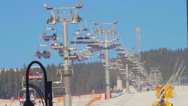 Ski lift with people