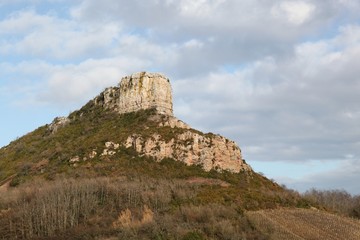 Fototapeta na wymiar Rock of Solutré in Burgundy, France
