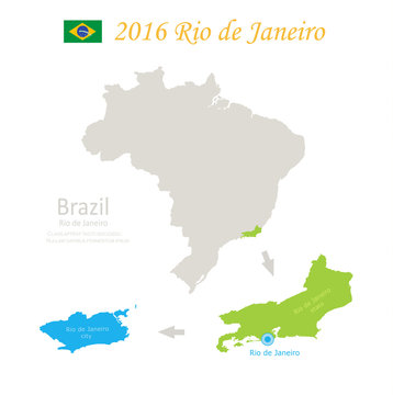 Brazil Rio de Janeiro state city Brazil map vector