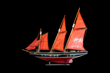 wood model barque, a type of sailing vessel, asia