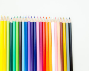 Fototapeta premium Row of color pencil crayons