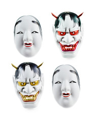 Japanese mask isolated over white background